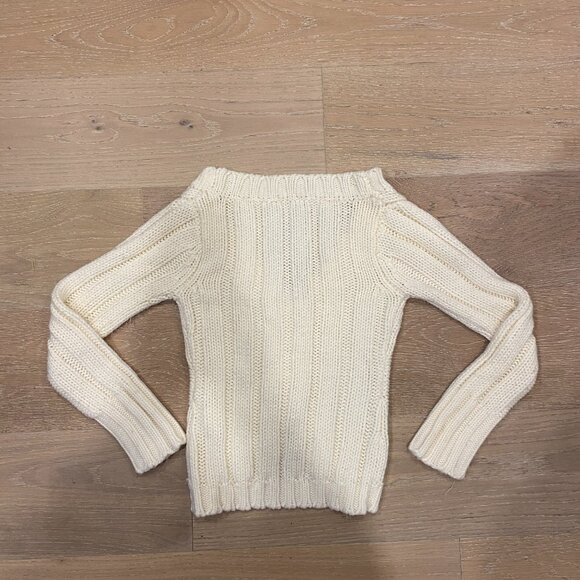 Knit Cream Cardigan with Removable Fur Collar - Picture 4 of 6